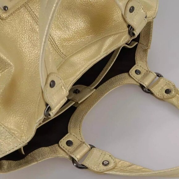 BURBERRY Hand Bag Leather Gold Auth ti2578 - Picture 6 of 14